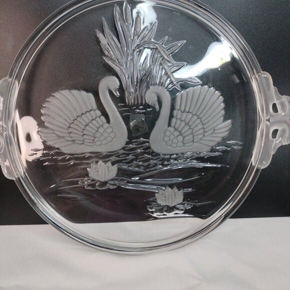Mikasa Original Walther-Glas Crystal Swans 12" Serving Platter West Germany - Picture 3 of 8